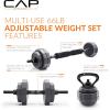 imageCAP Barbell 66 lb MultiUse Adjustable Weight Set  Versatile Dumbbell Barbell ampamp Kettlebell for FullBody Workouts  Gray