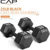 imageCAP Barbell Cast Iron Hex Dumbbell  Multiple OptionsBlack  Pair