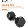 imageCAP Barbell Cast Iron Hex Dumbbell  Multiple OptionsBlack  Single