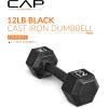 imageCAP Barbell Cast Iron Hex Dumbbell  Multiple OptionsBlack  Single