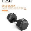 imageCAP Barbell Cast Iron Hex Dumbbell  Multiple OptionsBlack  Single