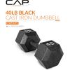 imageCAP Barbell Cast Iron Hex Dumbbell  Multiple OptionsBlack  Single