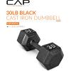imageCAP Barbell Cast Iron Hex Dumbbell  Multiple OptionsBlack  Single