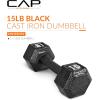 imageCAP Barbell Cast Iron Hex Dumbbell  Multiple OptionsBlack  Single