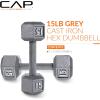 imageCAP Barbell Cast Iron Hex Dumbbell  Multiple OptionsGray  Pair