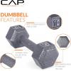 imageCAP Barbell Cast Iron Hex Dumbbell  Multiple OptionsGray  Pair