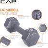 imageCAP Barbell Cast Iron Hex Dumbbell  Multiple OptionsGray  Single