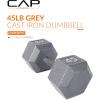 imageCAP Barbell Cast Iron Hex Dumbbell  Multiple OptionsGray  Single