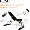 imageCAP Barbell Deluxe Utility Weight Bench Color SeriesWhite  Square Backpad