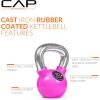 imageCAP Barbell Rubber Color Coated Kettlebell with Chrome HandlePink 10Pound