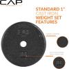 imageCAP Barbell Standard 1Inch Cast Iron Weight Plates  Singles ampamp Sets  12550 lbs  Multiple OptionsBlack