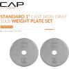 imageCAP Barbell Standard 1Inch Cast Iron Weight Plates  Singles ampamp Sets  12550 lbs  Multiple OptionsGray