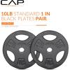 imageCAP Barbell Standard 1Inch Grip Weight PlatesBlack