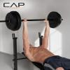imageCAP Barbell Standard Weight Bench with Leg Developer and a 100 LB Vinyl Weight Set  Adjustable Backrest Barbell and Cement Plates for Home Gym