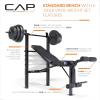 imageCAP Barbell Standard Weight Bench with Leg Developer and a 100 LB Vinyl Weight Set  Adjustable Backrest Barbell and Cement Plates for Home Gym