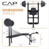 imageCAP Barbell Standard Weight Bench with Leg Developer and a 100 LB Vinyl Weight Set  Adjustable Backrest Barbell and Cement Plates for Home Gym