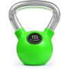 imageCAP Barbell Rubber Color Coated Kettlebell with Chrome HandleGreen 15Pound