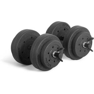imageCAP Barbell 40Pound Adjustable Cement Dumbbell Set  Versatile Vinyl Coated Weights for Home Gym Excellence