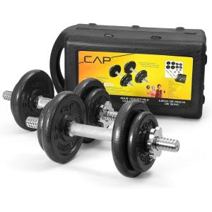 imageCAP Barbell Adjustable Dumbbell Weight Set  Multiple OptionsBlack  40 LB wCase  Pair