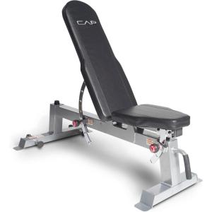 imageCAP Barbell Deluxe Utility Weight Bench Color SeriesSilver  Round Backpad