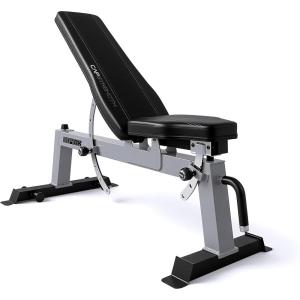 imageCAP Barbell Deluxe Utility Weight Bench Color SeriesSilver  Square Backpad