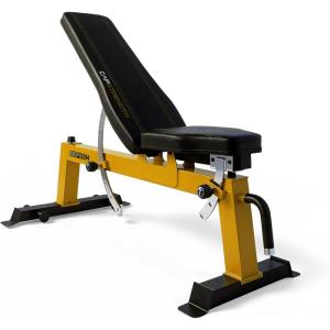 imageCAP Barbell Deluxe Utility Weight Bench Color SeriesYellow  Square Backpad