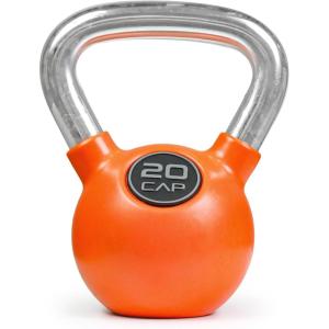 imageCAP Barbell Rubber Color Coated Kettlebell with Chrome HandleOrange  20 Pound