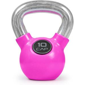imageCAP Barbell Rubber Color Coated Kettlebell with Chrome HandlePink 10Pound