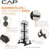 imageCAP Barbell 370 lb Elite Olympic Plate Set with Traditional Plate Rack ampamp Barbell Storage  6 Weight Posts  4 Barbell Holders