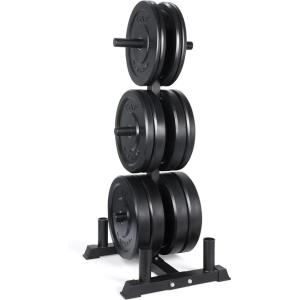 imageCAP Barbell 370 lb Elite Olympic Plate Set with Traditional Plate Rack ampamp Barbell Storage  6 Weight Posts  4 Barbell Holders