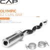 imageCAP Barbell Olympic EZ Curl Bar with rubber grips Chrome 2inch New Version 47Inch OBIS47MBR