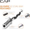 imageCAP Barbell Olympic EZ Curl Bar with rubber grips Chrome 2inch New Version 47Inch OBIS47MBR