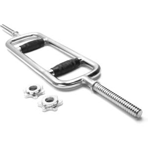 imageCAP Barbell Standard Threaded 34quot Triceps Bar  Multiple OptionsBlack  Rubber Grips