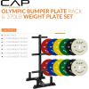imageCAP Barbell 2Inch Olympic Bumper Plate Weight Set with 6 Post Rack  100370 lbs  Multiple OptionsCOMPETITION