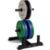 imageCAP Barbell 2Inch Olympic Bumper Plate Weight Set with 6 Post Rack  100370 lbs  Multiple OptionsCOMPETITION