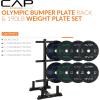 imageCAP Barbell 2Inch Olympic Bumper Plate Weight Set with 6 Post Rack  100370 lbs  Multiple OptionsECONOMY  SPECKLED