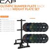 imageCAP Barbell 2Inch Olympic Bumper Plate Weight Set with 6 Post Rack  100370 lbs  Multiple OptionsECONOMY  SPECKLED