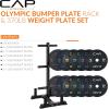imageCAP Barbell 2Inch Olympic Bumper Plate Weight Set with 6 Post Rack  100370 lbs  Multiple OptionsECONOMY