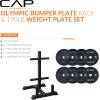 imageCAP Barbell 2Inch Olympic Bumper Plate Weight Set with 6 Post Rack  100370 lbs  Multiple OptionsECONOMY
