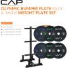 imageCAP Barbell 2Inch Olympic Bumper Plate Weight Set with 6 Post Rack  100370 lbs  Multiple OptionsECONOMY