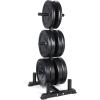 imageCAP Barbell 2Inch Olympic Bumper Plate Weight Set with 6 Post Rack  100370 lbs  Multiple OptionsELITE