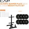 imageCAP Barbell 2Inch Olympic Bumper Plate Weight Set with 6 Post Rack  100370 lbs  Multiple OptionsELITE