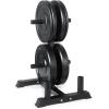 imageCAP Barbell 2Inch Olympic Bumper Plate Weight Set with 6 Post Rack  100370 lbs  Multiple OptionsELITE