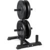 imageCAP Barbell 2Inch Olympic Bumper Plate Weight Set with 6 Post Rack  100370 lbs  Multiple OptionsELITE