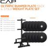 imageCAP Barbell 2Inch Olympic Bumper Plate Weight Set with 6 Post Rack  100370 lbs  Multiple OptionsPRO