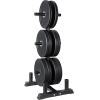 imageCAP Barbell 2Inch Olympic Bumper Plate Weight Set with 6 Post Rack  100370 lbs  Multiple OptionsPRO