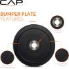 imageCAP Barbell 2Inch Olympic Bumper Plate Weight Set with 6 Post Rack  100370 lbs  Multiple OptionsPRO