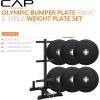 imageCAP Barbell 2Inch Olympic Bumper Plate Weight Set with 6 Post Rack  100370 lbs  Multiple OptionsPRO