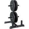 imageCAP Barbell 2Inch Olympic Bumper Plate Weight Set with 6 Post Rack  100370 lbs  Multiple OptionsPRO