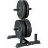 imageCAP Barbell 2Inch Olympic Bumper Plate Weight Set with 6 Post Rack  100370 lbs  Multiple OptionsPRO